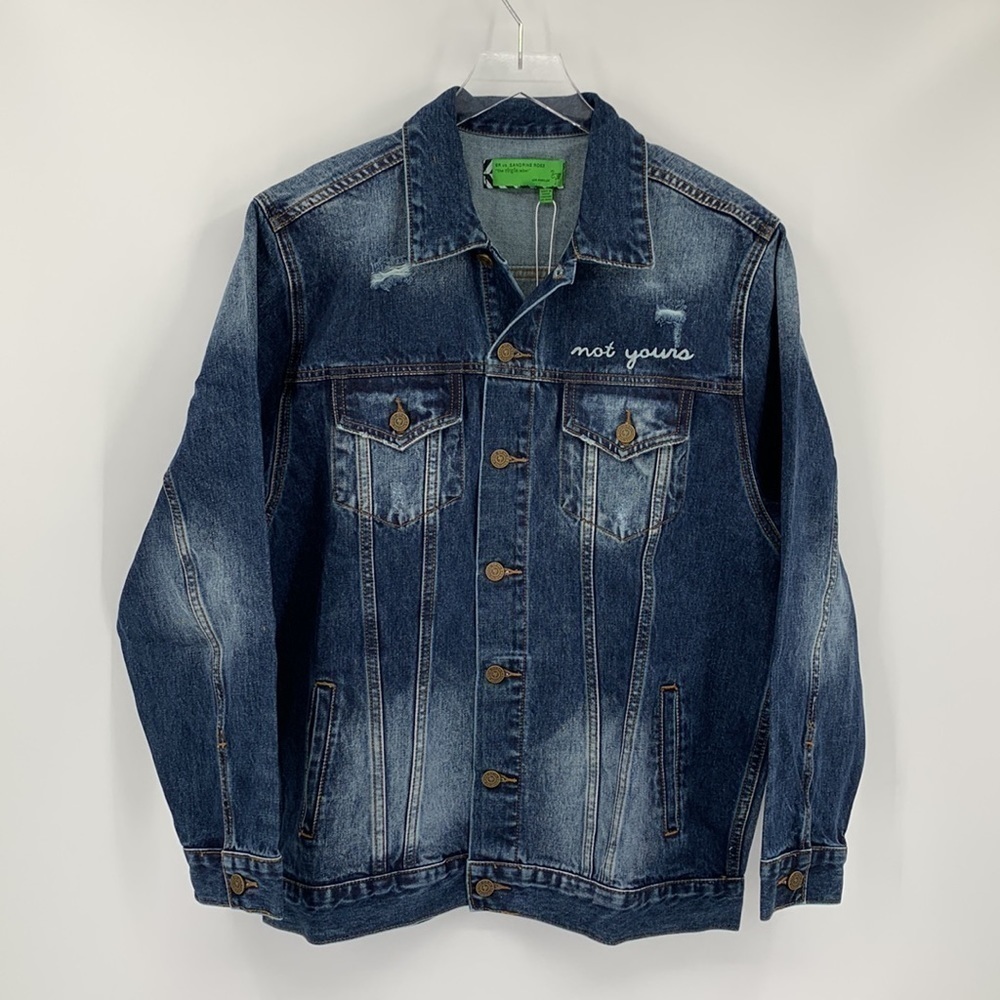 Sandrine Rose embroidery blue denim jacket coat distressing l'Artiste new Small
